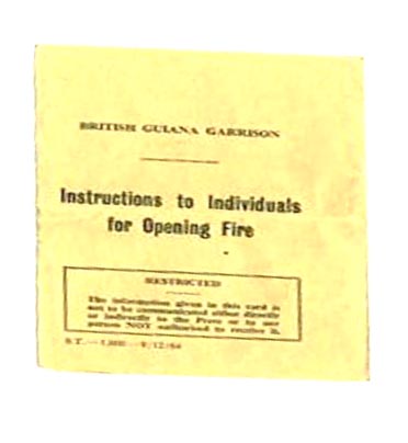 A rare copy of the Yellow Card issued to Individual Troops in British Guyana
