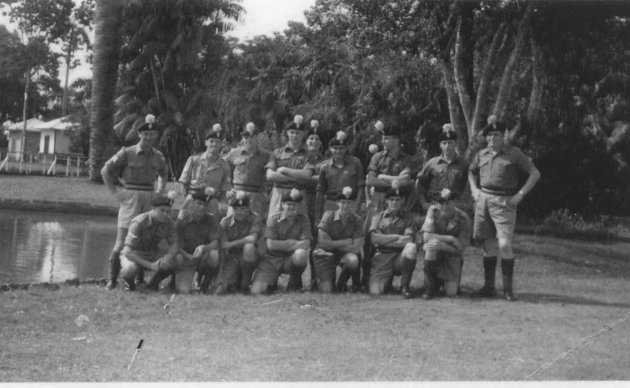 McKenzie Bauxite Mine. BG 1965. Back row Left to Right: Sgt Buffine, David Hallworth, Jack Newall, Dave Holland, N/K, Ena Sharlpes, Mocker Mockeridge , Jim Heywood Sgt George Aldred. Front row Left to Right; N/K, Peewee Walsh, Frank Cutter, Ray Langton, Geordie Wilkinson, Paddy?, Sid Anderson 
