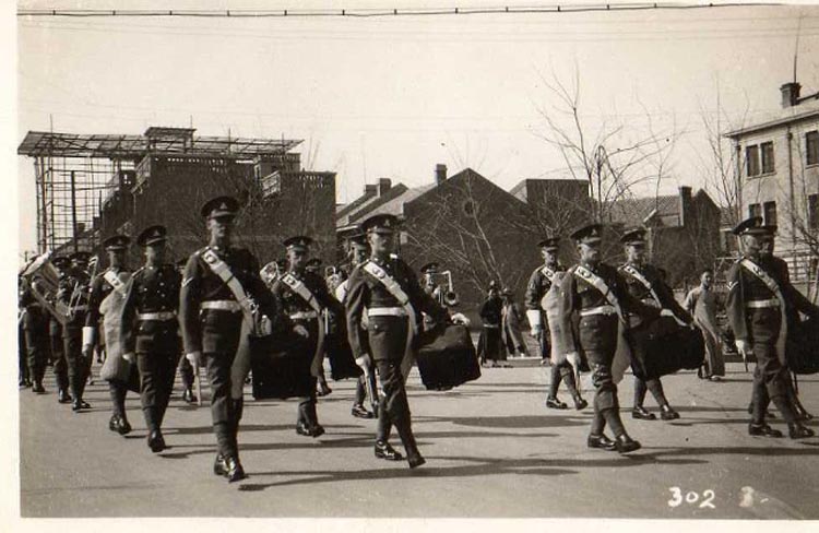 The parade in Shanghai to mark the death of King George the Fifth in January 1936