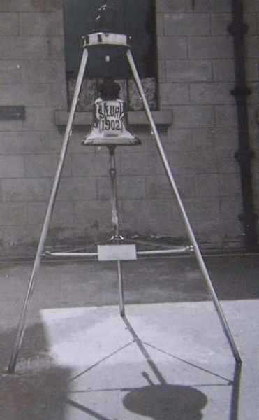 HMS Eurylus Bell outside Sgt Mess