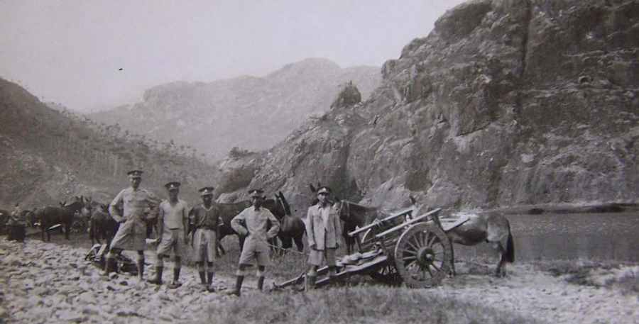 Local enlisted Chinese and Transport personnel and the pool where the troops halted