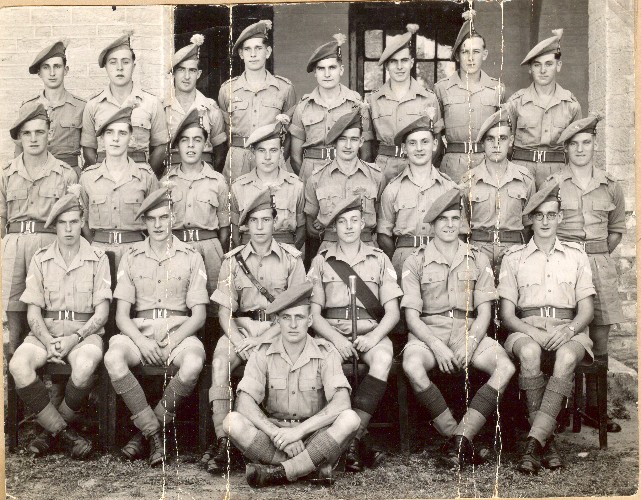 A rather nice (I presume) official company photograph, B company, pretty certainly. In India but I don't know where or when. Jack Bibby, back row, fourth from right