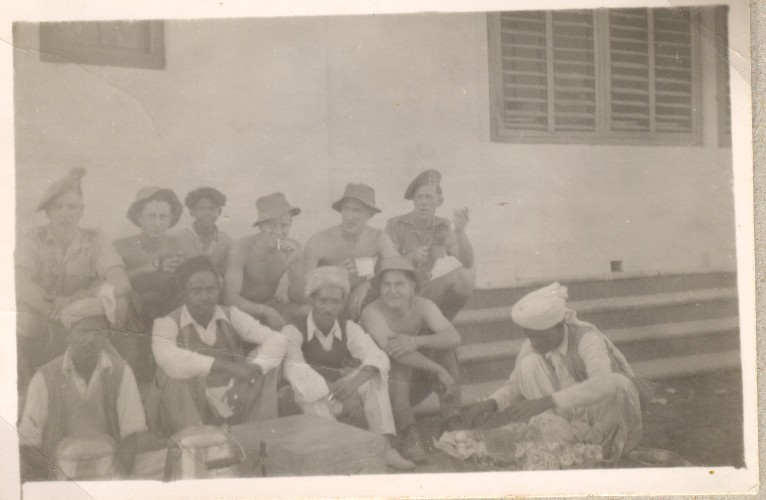 Sitting with 'cha wallahs' in Lucknow. Jack bibby sitting, left, next to cha wallah