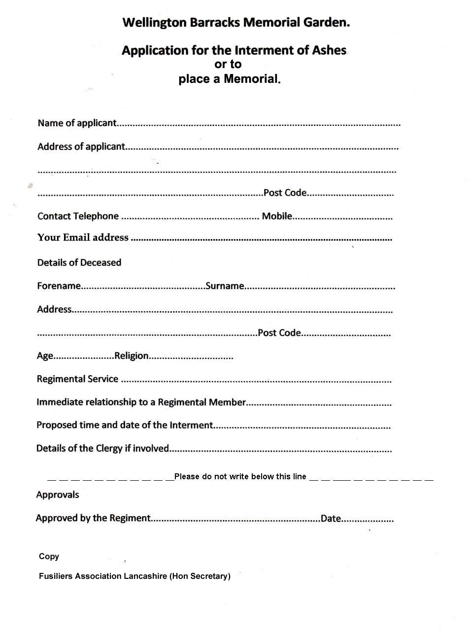 Application Form - Right click and 'save as' to take a copy