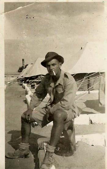 Bill D.COY. lines 1950 Minden camp Fayed, cookhouse in the background. Happy days.