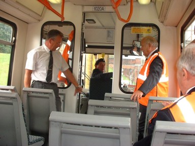 Dennis Laverick driving the Tram. (No one would sit with him)